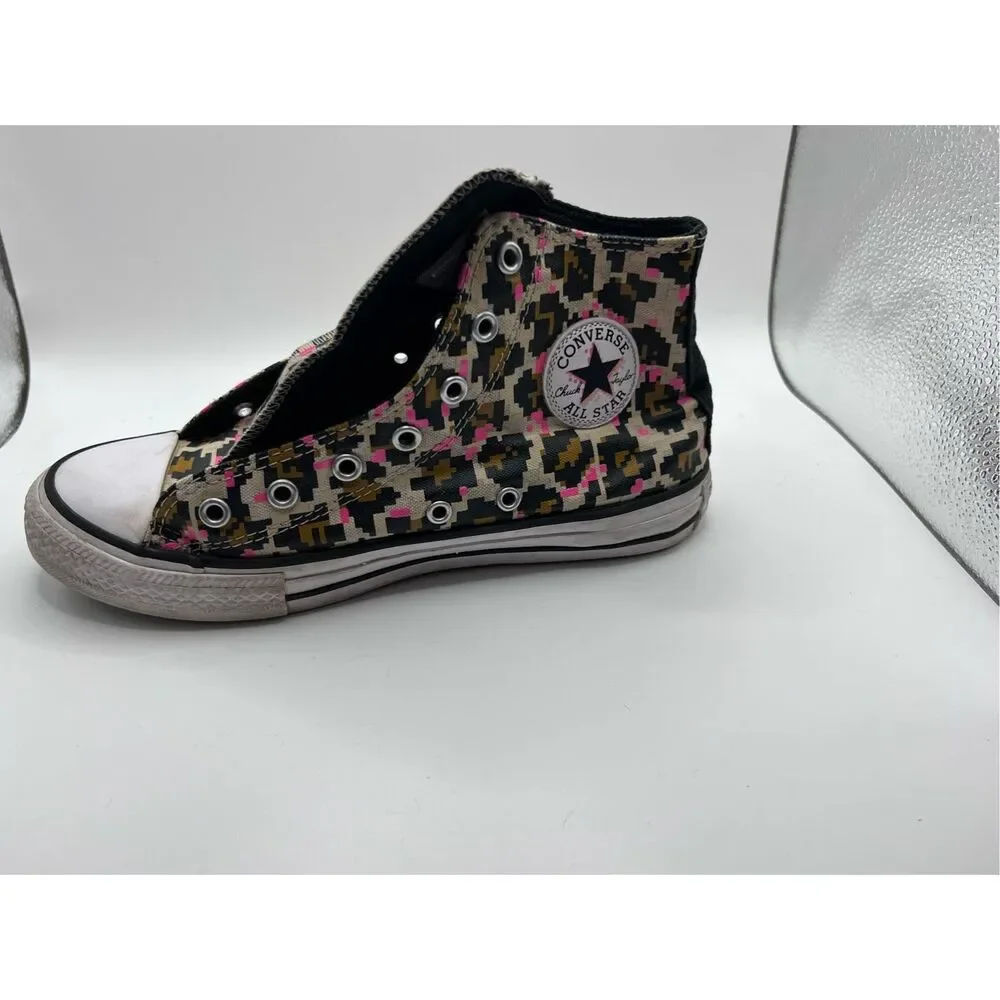 Converse Chuck Taylor Hi Top‎ Sneakers Youth Size 4 Leopard Print Lace Up Shoes
